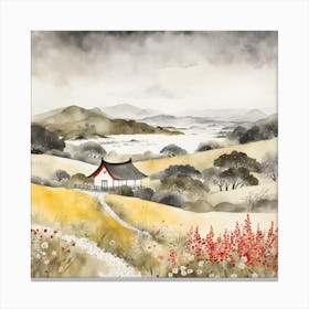 Japanese Landscape Painting Sumi E Drawing (23) Canvas Print