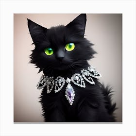 Black Cat With Necklace Canvas Print