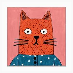 Red Polka Dot Cat 2 Canvas Print