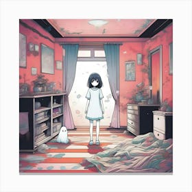 Manga Ghost In The Room Canvas Print