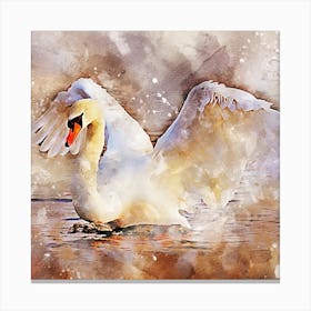 Swan Watercolor Painting Canvas Print
