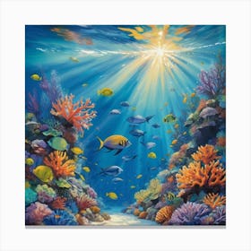 Under The Sea Paintings Art Print 1 Canvas Print