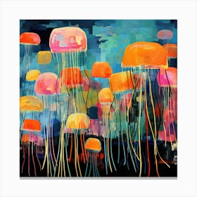 Maraclemente Jelly Fish Painting Style Of Paul Klee Seamless 2 Canvas Print