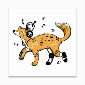 Fox With Headphones 1 Canvas Print