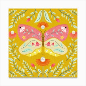 Butterfly On A Yellow Background Canvas Print