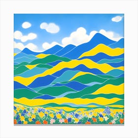 Blue And Yellow Mountains Abstract Canvas Print