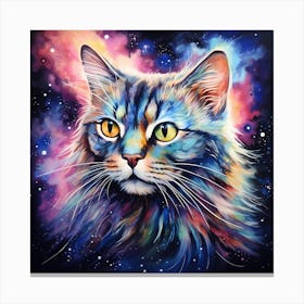 Cosmic Whiskers: Neon Dreams Canvas Print