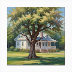 House By The Tree Canvas Print