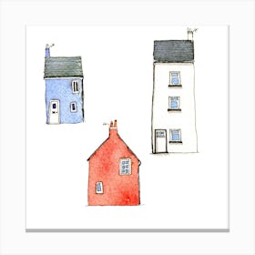 Three Watercolor Houses Canvas Print