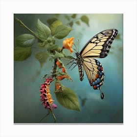 Butterfly On A Flower Art print Canvas Print
