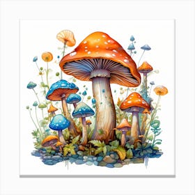 Mushrooms In The Meadow 7 Canvas Print