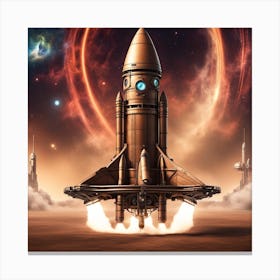 Spaceship In Space Canvas Print