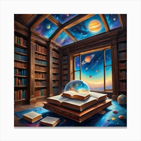 Book In A Library Paintings Art Print Canvas Print