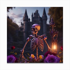 Skeleton With Roses Canvas Print