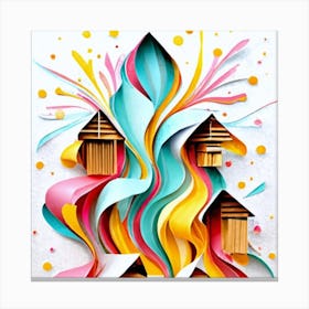 Paper Art Houses 1 Canvas Print