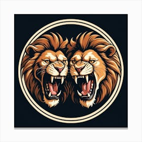 Two Lions In A Circle Canvas Print