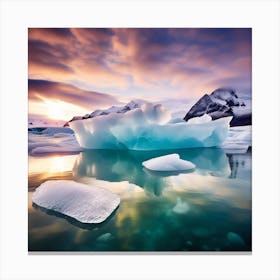 Icebergs At Sunset 26 Canvas Print