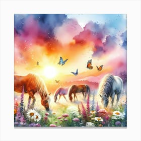 Horses In The Meadow 7 Canvas Print