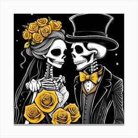 Day Of The Dead Wedding yellow roses Canvas Print