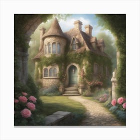 Cinderellas House Nestled In A Tranquil Forest Glade Boasts Walls Adorned With Climbing Roses Th (7) Canvas Print