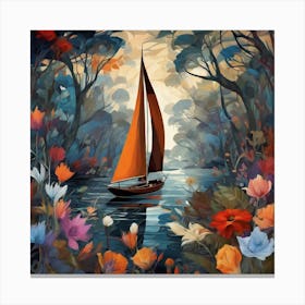 Sailboat In The Forest Canvas Print