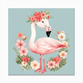 Floral Baby Flamingo Nursery Illustration (23) Canvas Print