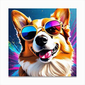 Corgi In Sunglasses 70 Canvas Print