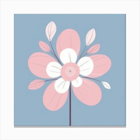 A White And Pink Flower In Minimalist Style Square Composition 113 Canvas Print