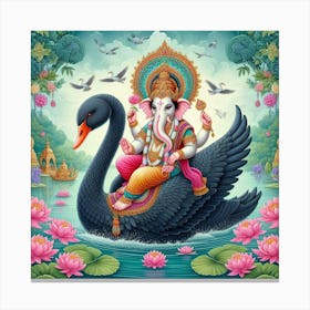 Ganesha On A Swan Canvas Print