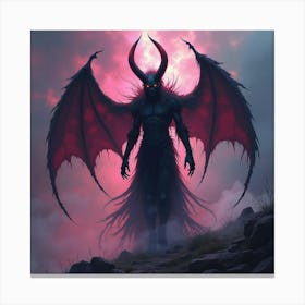 Demon With Dark Aura In A Vibrant Watercolor Realm, Eerie And Mystic 1 Canvas Print