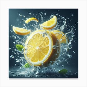 Lemon Slice with Water Splash 1 Canvas Print
