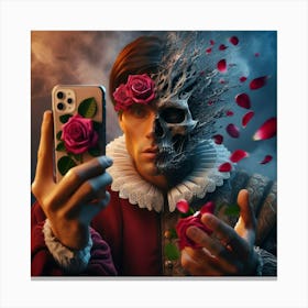 Portrait Of A Man With Roses Canvas Print