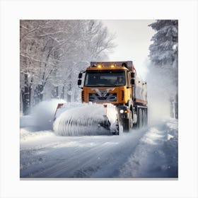 Snow Plow In The Snow Canvas Print