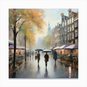 Amsterdam In The Rain 12 Canvas Print