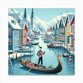 Scandinavian style, Gondola and gondolier 1 Canvas Print