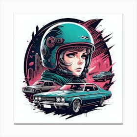 Girl With Car Canvas Print