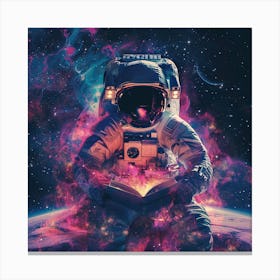 Space Astronaut Reading A Book Canvas Print