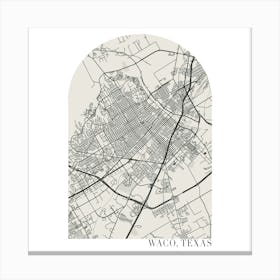 Waco Texas Boho Minimal Arch Street Map Canvas Print