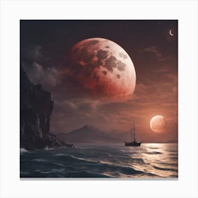 Moon Over The Ocean Canvas Print