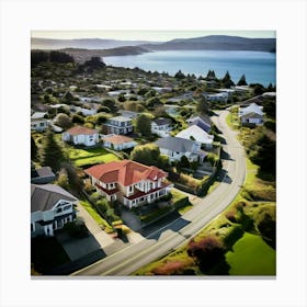 Community City Road Aerial Street Town Suburbia Puget Sound Commute Architecture Car Dron (3) Canvas Print