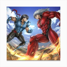 Two Anime Characters Fighting Canvas Print