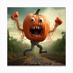 Halloween Scared Pumpkin Canvas Print