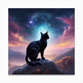 Cat In The Night Sky Canvas Print