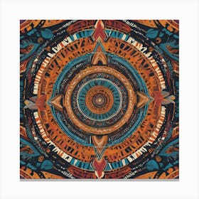 A bold and intricate ethnic tribal pattern featuring vibrant colors, geometric shapes, and traditional motifs. The design is rhythmic and symmetrical, inspired by indigenous art from various cultures 3 Canvas Print