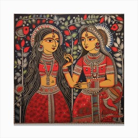 Two Indian Women By artistai Canvas Print