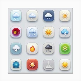 Set Of Colorful Weather Icons In Square Frames 1 Canvas Print