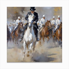 OIL PAINTING OF HORSE SOLDIERS Canvas Print