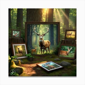 Deer In The Forest Canvas Print