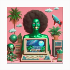 Woman With A Computer Canvas Print