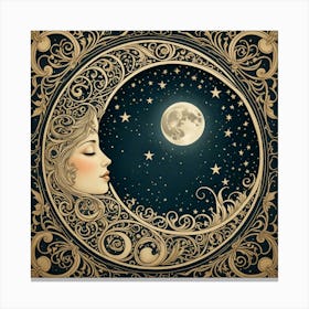 Moon And Moonlight 1 Canvas Print